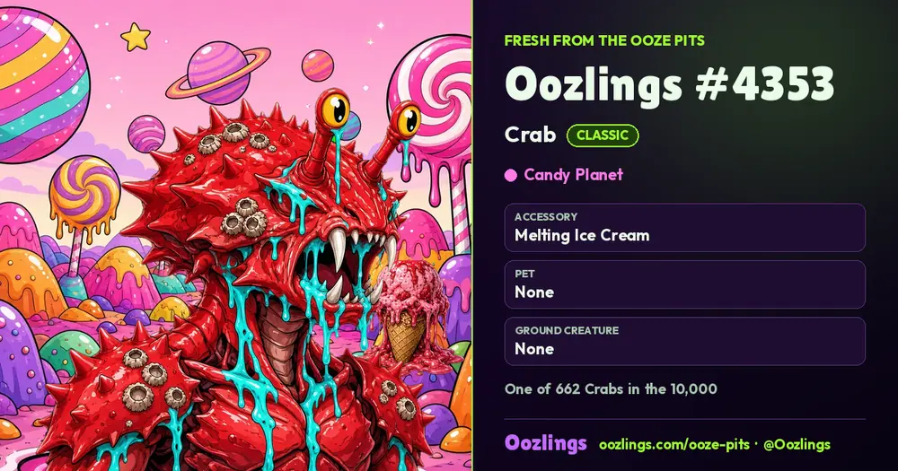 Oozlings #4353, a Classic Crab in Candy Planet