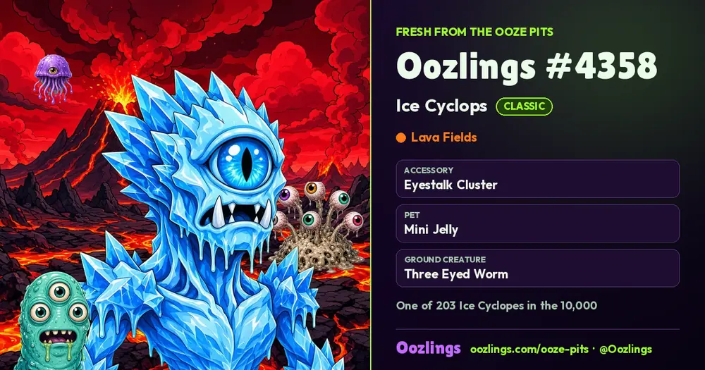 Oozlings #4358, a Classic Ice Cyclops in Lava Fields