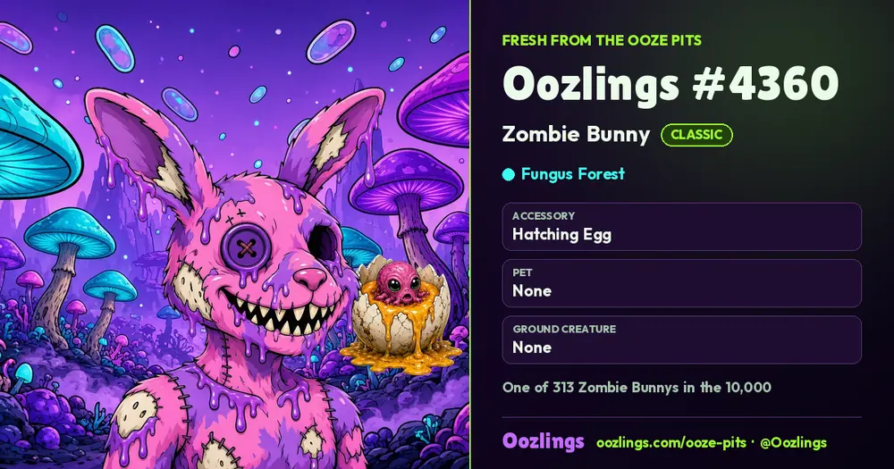 Oozlings #4360, a Classic Zombie Bunny in Fungus Forest