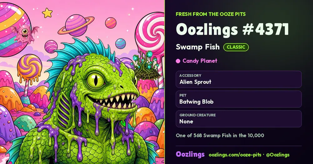 Oozlings #4371, a Classic Swamp Fish in Candy Planet