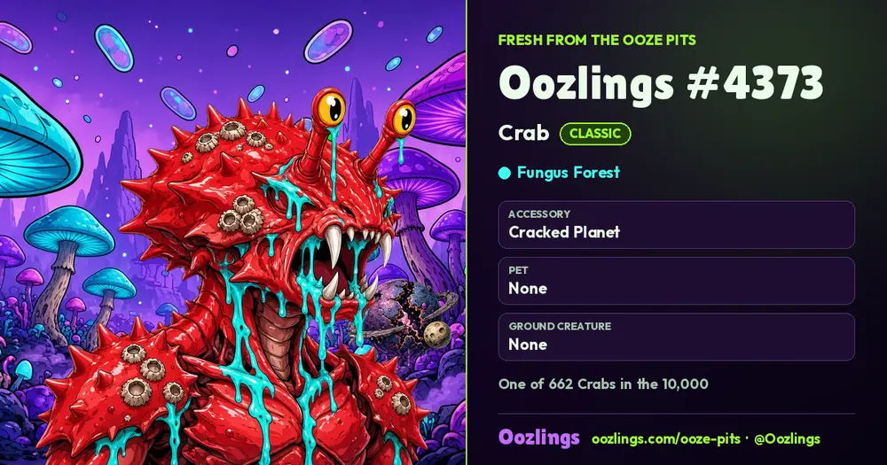 Oozlings #4373, a Classic Crab in Fungus Forest