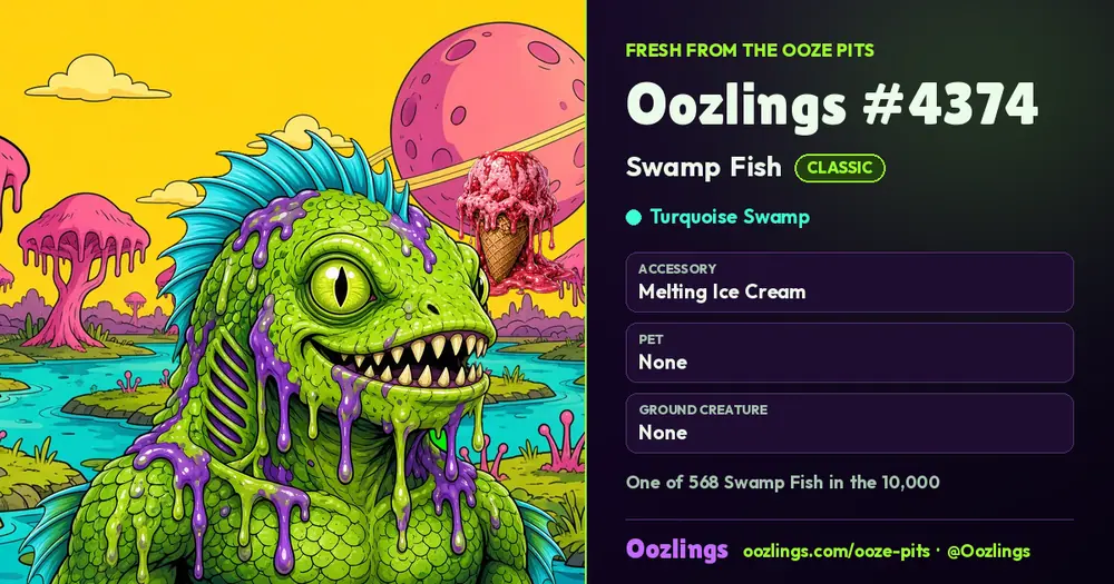 Oozlings #4374, a Classic Swamp Fish in Turquoise Swamp