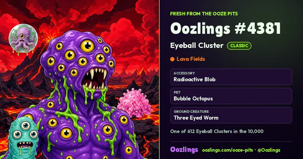 Oozlings #4381, a Classic Eyeball Cluster in Lava Fields