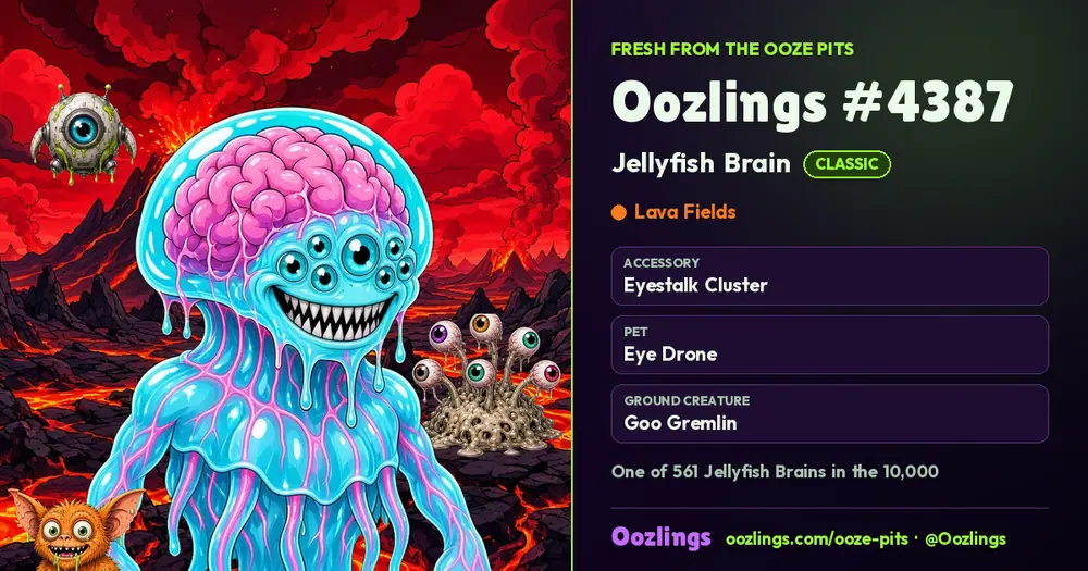 Oozlings #4387, a Classic Jellyfish Brain in Lava Fields