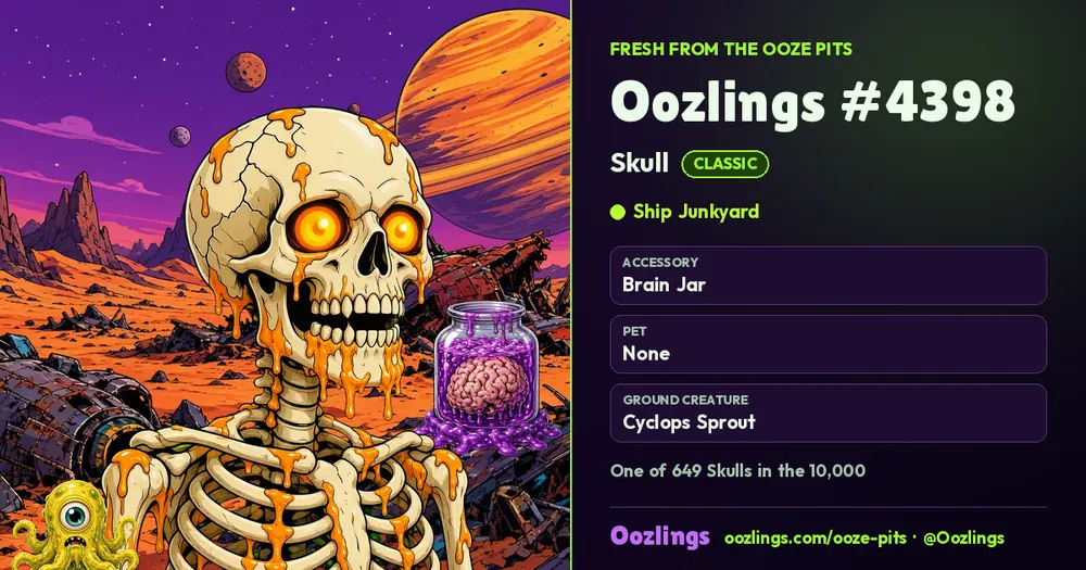 Oozlings #4398, a Classic Skull in Ship Junkyard