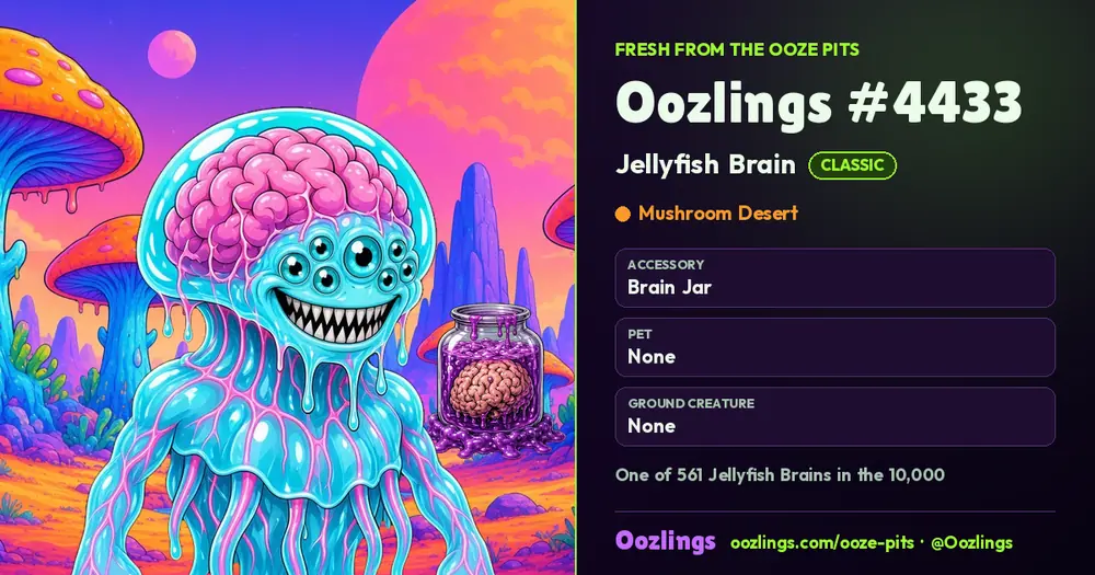 Oozlings #4433, a Classic Jellyfish Brain in Mushroom Desert