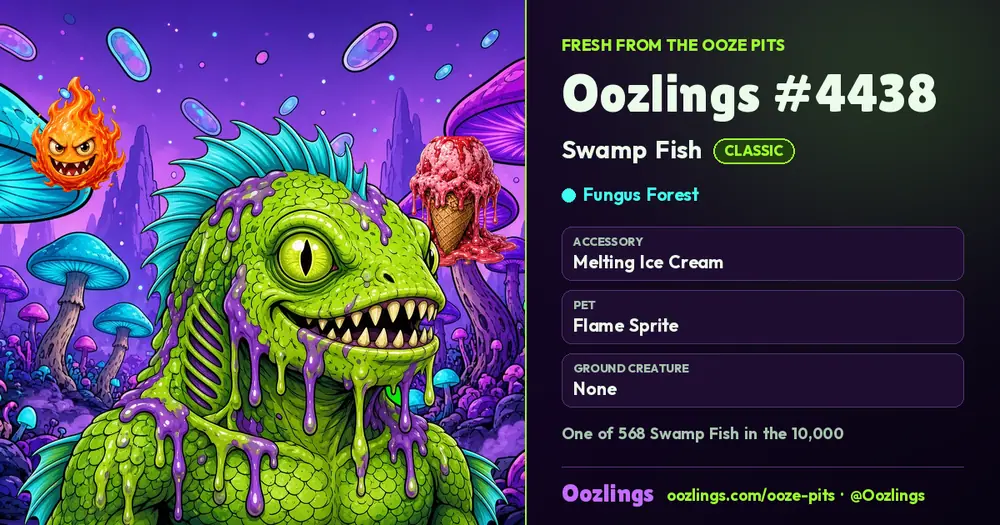 Oozlings #4438, a Classic Swamp Fish in Fungus Forest