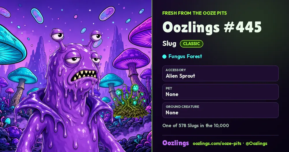 Oozlings #445, a Classic Slug in Fungus Forest
