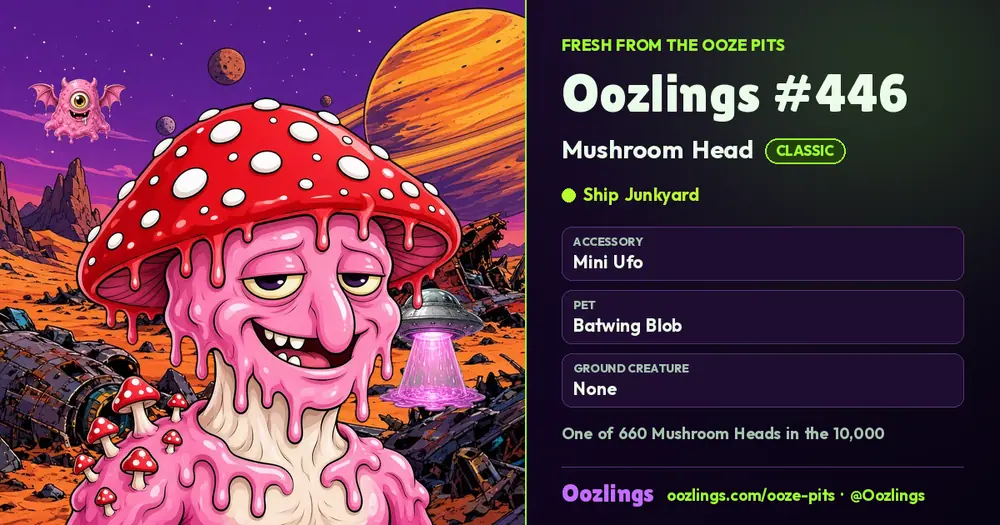 Oozlings #446, a Classic Mushroom Head in Ship Junkyard