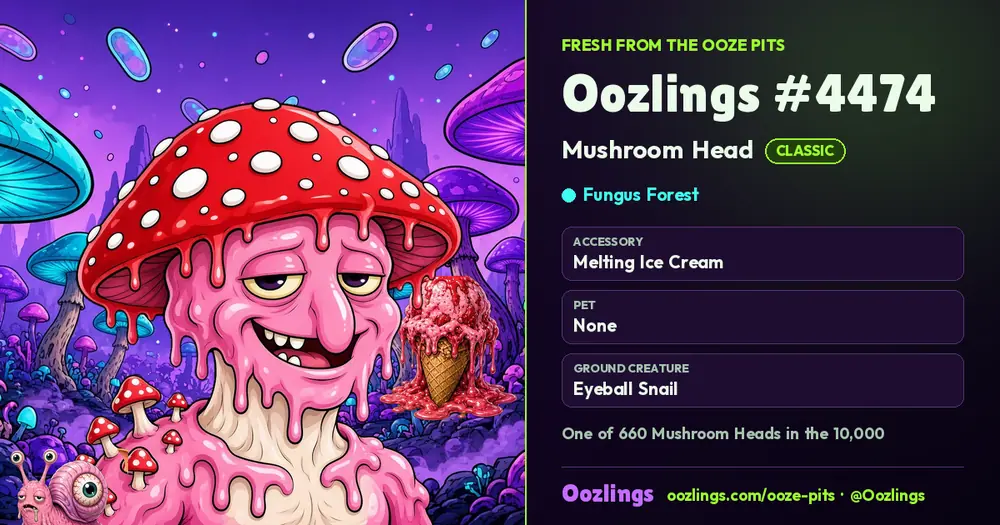 Oozlings #4474, a Classic Mushroom Head in Fungus Forest