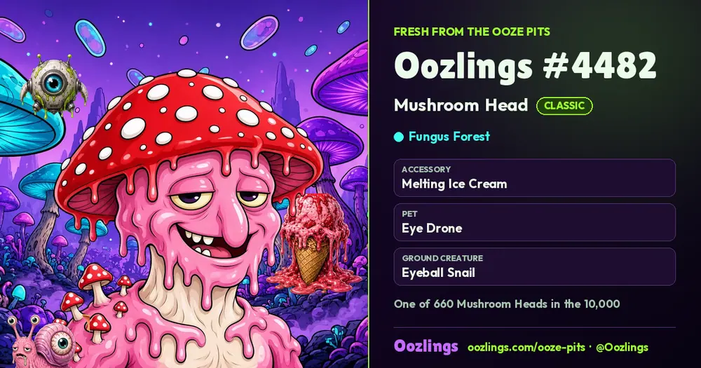 Oozlings #4482, a Classic Mushroom Head in Fungus Forest