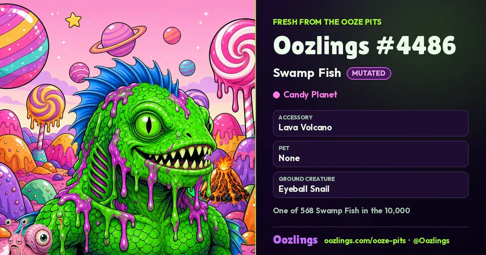 Oozlings #4486, a Mutated Swamp Fish in Candy Planet