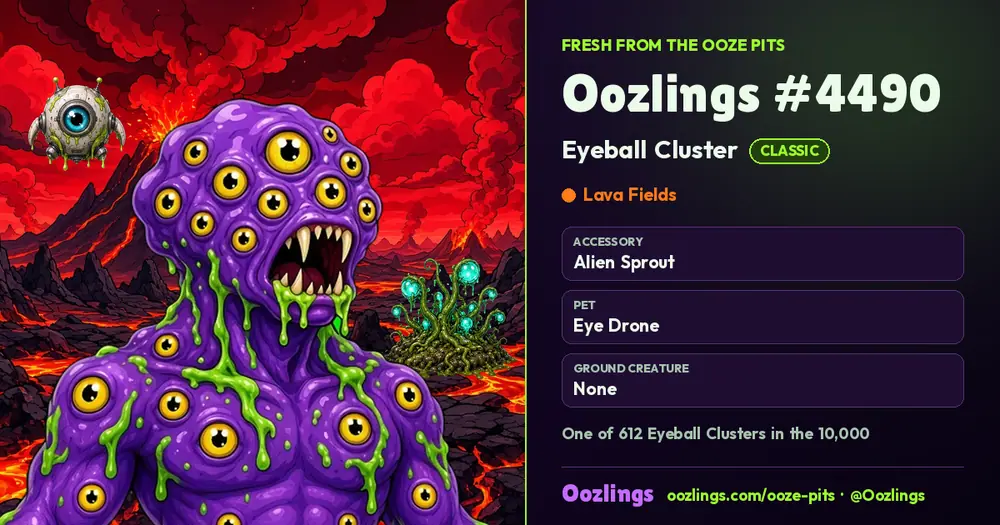 Oozlings #4490, a Classic Eyeball Cluster in Lava Fields