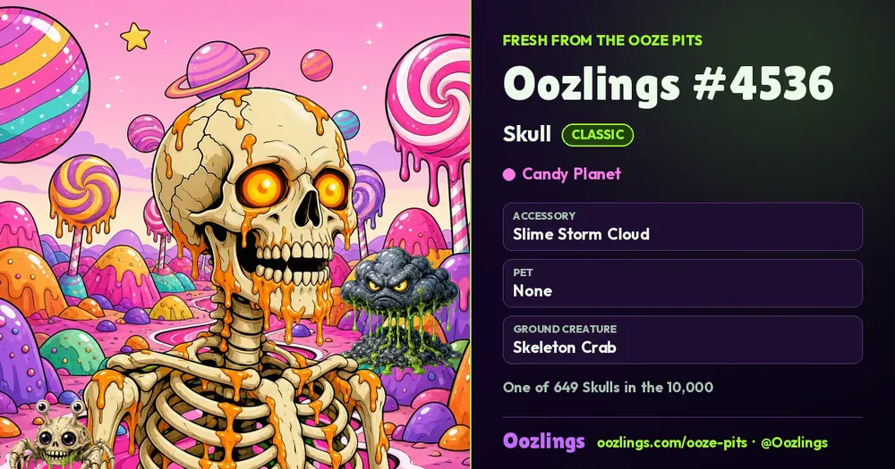 Oozlings #4536, a Classic Skull in Candy Planet
