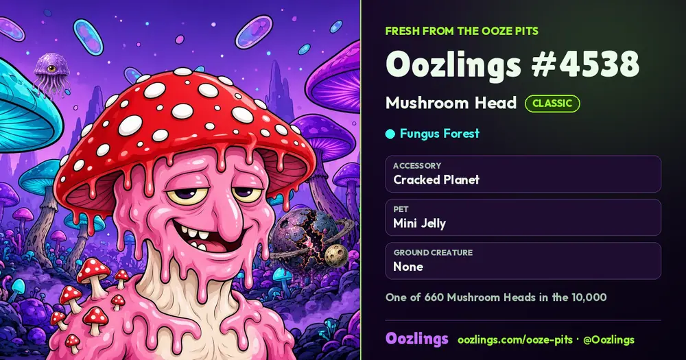 Oozlings #4538, a Classic Mushroom Head in Fungus Forest
