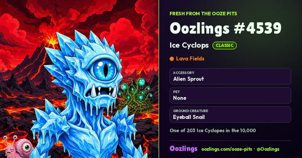 Oozlings #4539, a Classic Ice Cyclops in Lava Fields