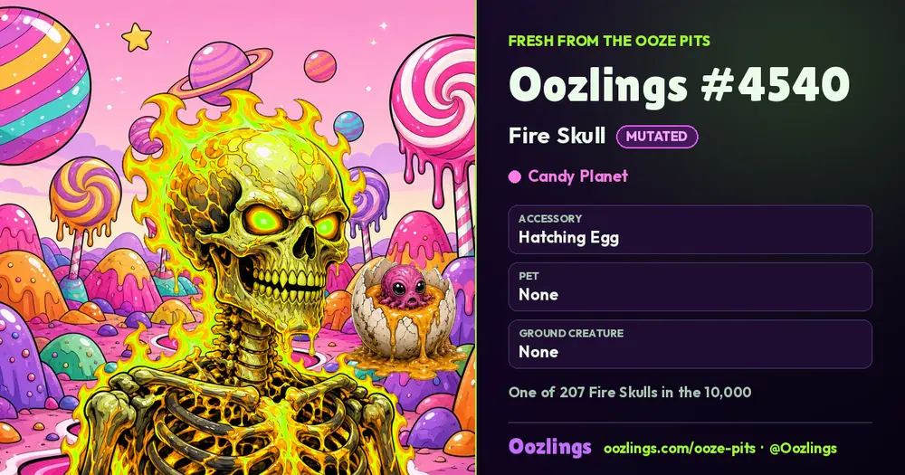 Oozlings #4540, a Mutated Fire Skull in Candy Planet