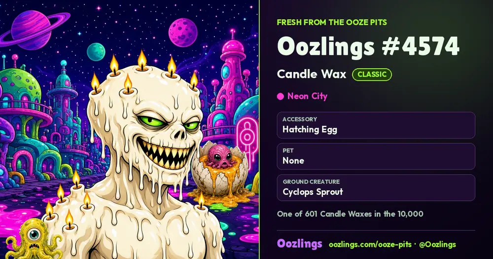 Oozlings #4574, a Classic Candle Wax in Neon City