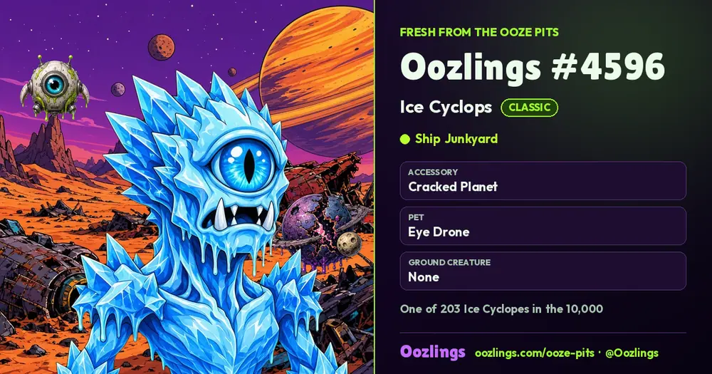 Oozlings #4596, a Classic Ice Cyclops in Ship Junkyard