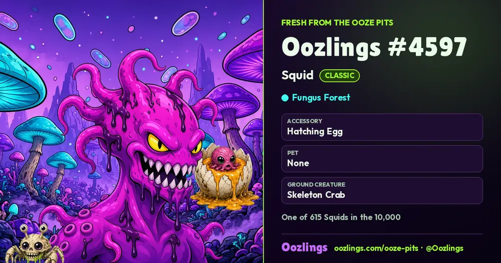 Oozlings #4597, a Classic Squid in Fungus Forest