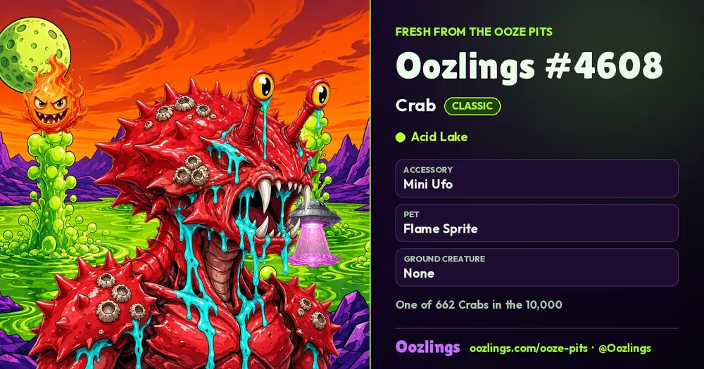Oozlings #4608, a Classic Crab in Acid Lake