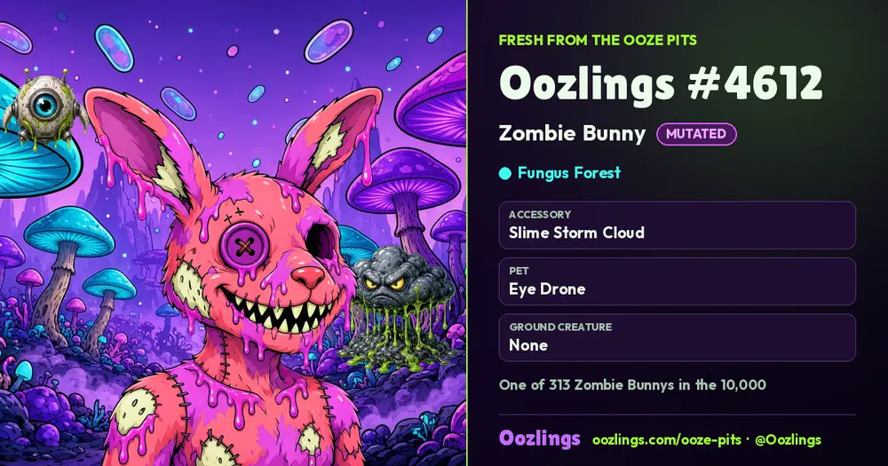 Oozlings #4612, a Mutated Zombie Bunny in Fungus Forest