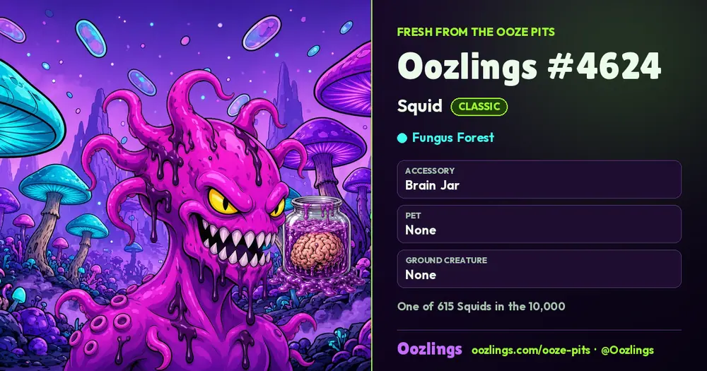 Oozlings #4624, a Classic Squid in Fungus Forest