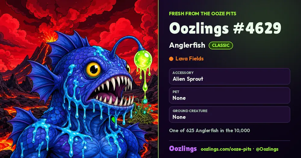 Oozlings #4629, a Classic Anglerfish in Lava Fields