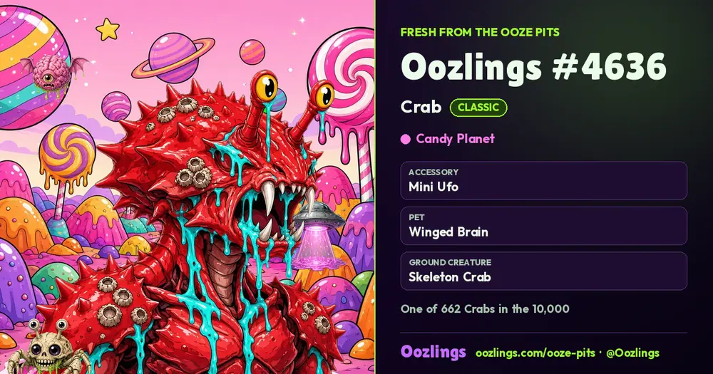 Oozlings #4636, a Classic Crab in Candy Planet