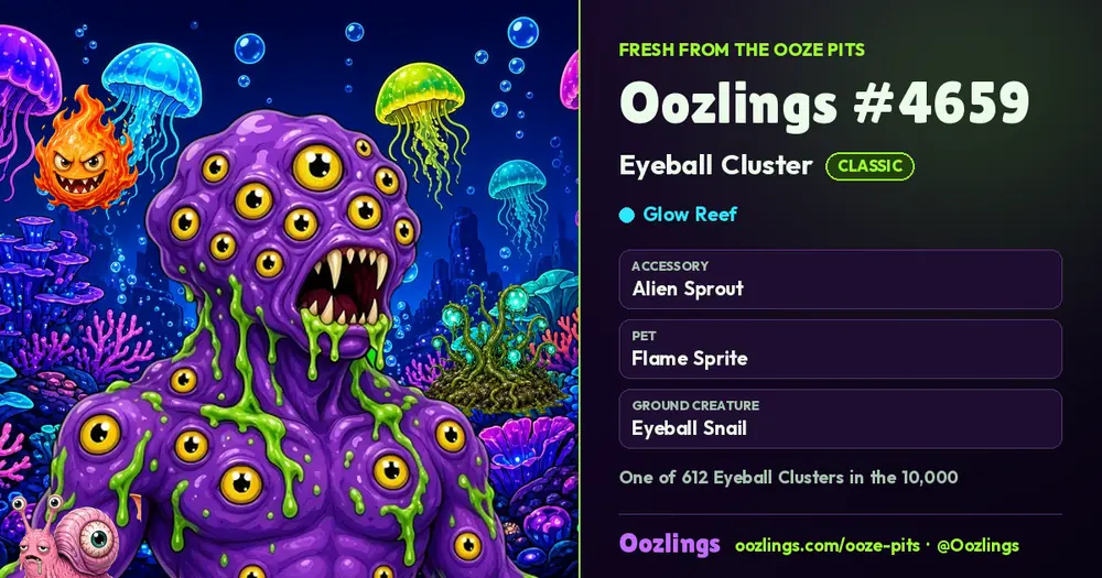Oozlings #4659, a Classic Eyeball Cluster in Glow Reef