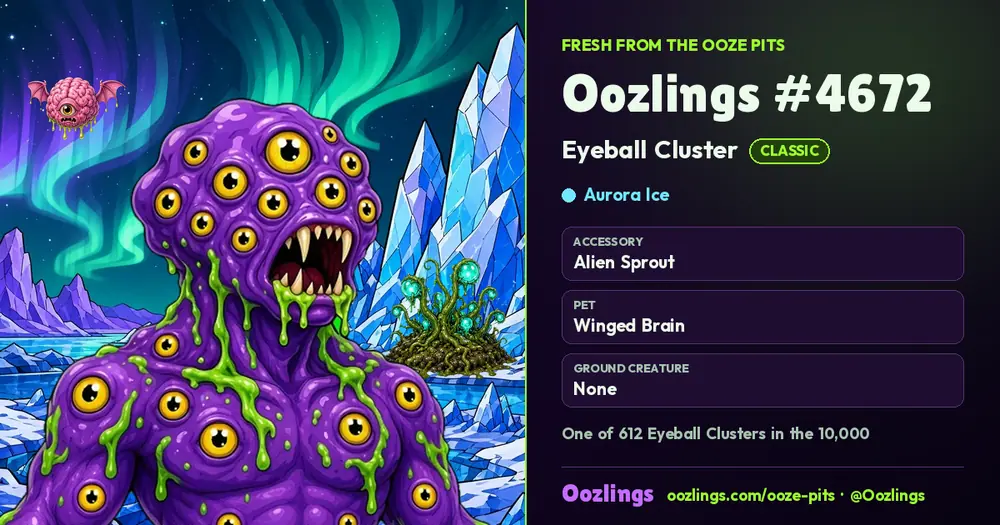 Oozlings #4672, a Classic Eyeball Cluster in Aurora Ice