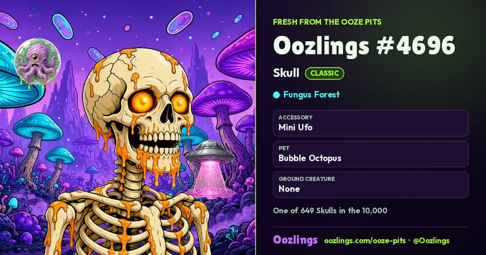 Oozlings #4696, a Classic Skull in Fungus Forest