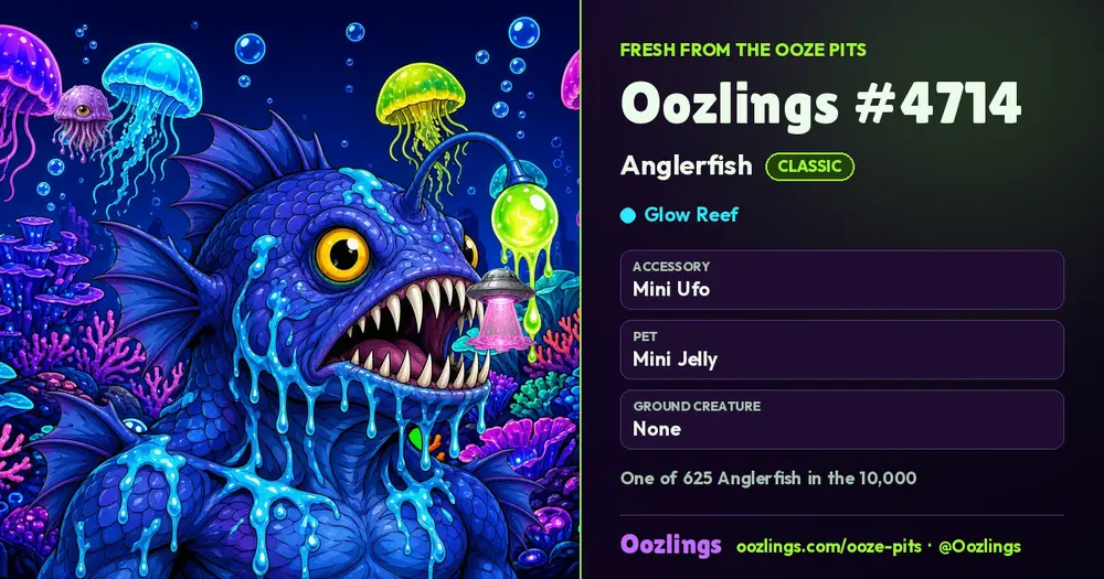 Oozlings #4714, a Classic Anglerfish in Glow Reef