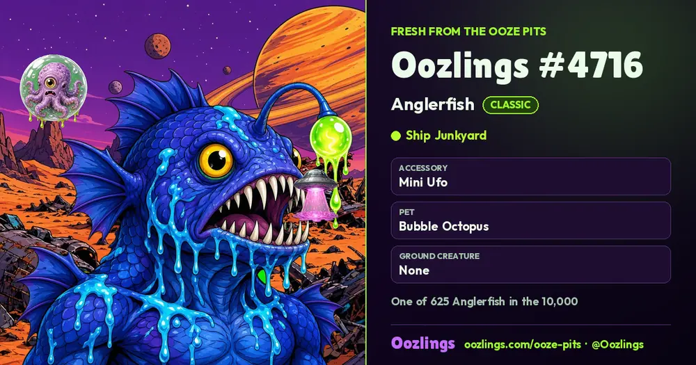Oozlings #4716, a Classic Anglerfish in Ship Junkyard