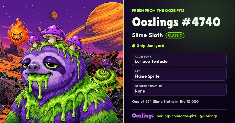 Oozlings #4740, a Classic Slime Sloth in Ship Junkyard