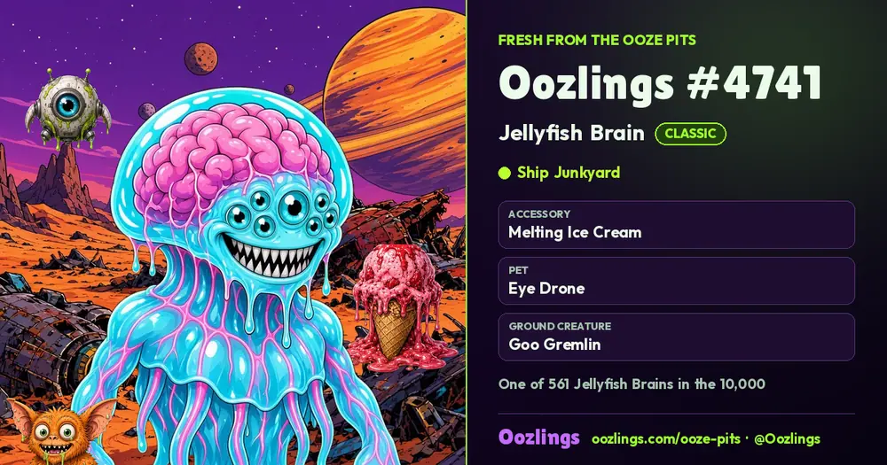 Oozlings #4741, a Classic Jellyfish Brain in Ship Junkyard