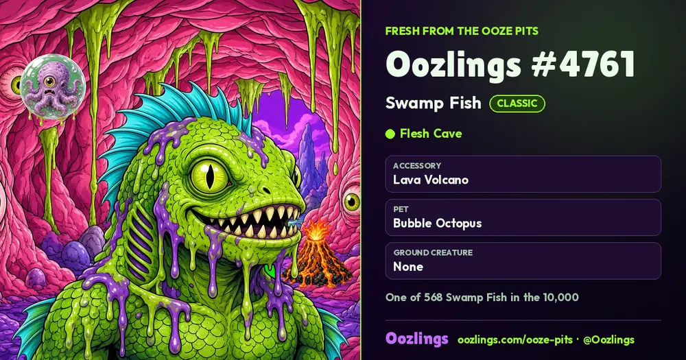 Oozlings #4761, a Classic Swamp Fish in Flesh Cave