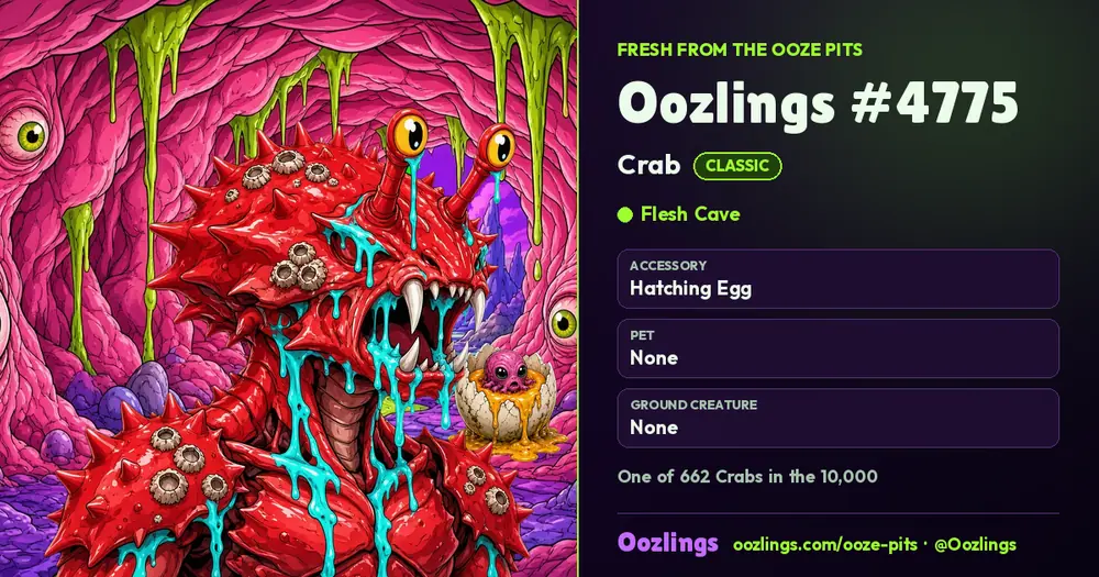 Oozlings #4775, a Classic Crab in Flesh Cave