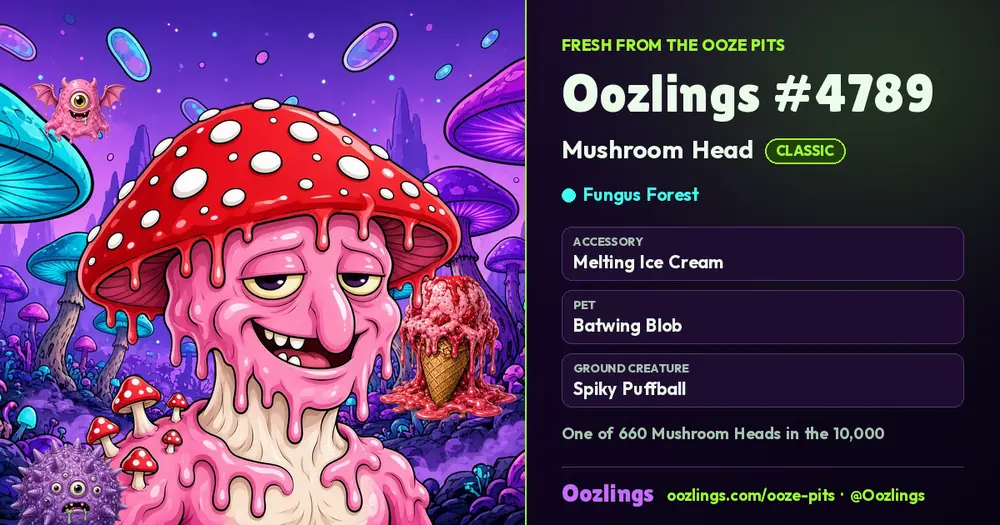 Oozlings #4789, a Classic Mushroom Head in Fungus Forest