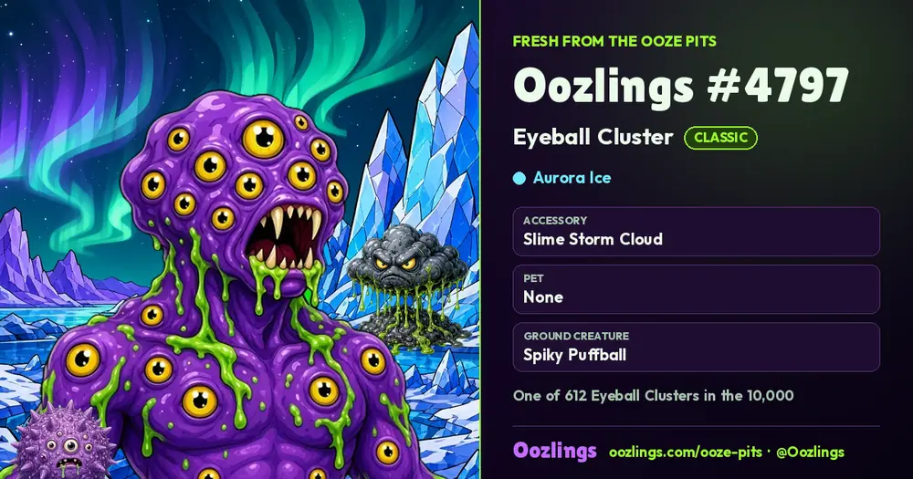 Oozlings #4797, a Classic Eyeball Cluster in Aurora Ice