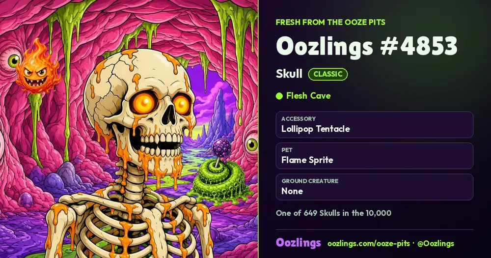 Oozlings #4853, a Classic Skull in Flesh Cave