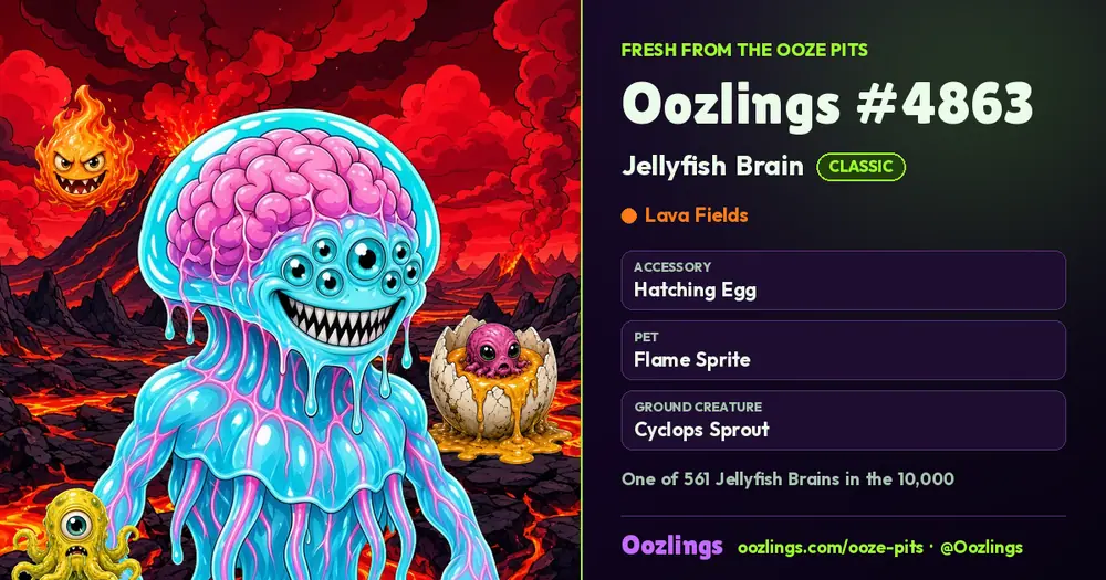 Oozlings #4863, a Classic Jellyfish Brain in Lava Fields