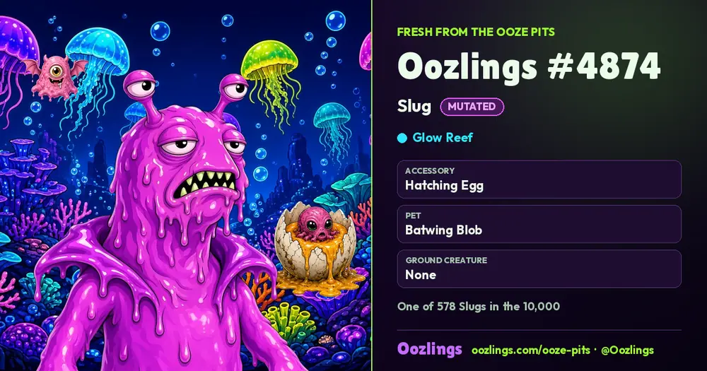 Oozlings #4874, a Mutated Slug in Glow Reef