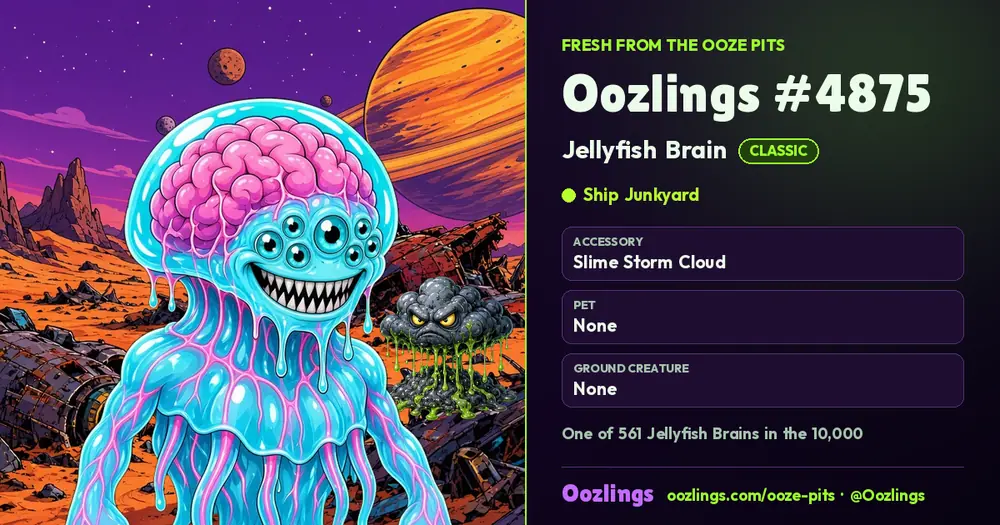 Oozlings #4875, a Classic Jellyfish Brain in Ship Junkyard