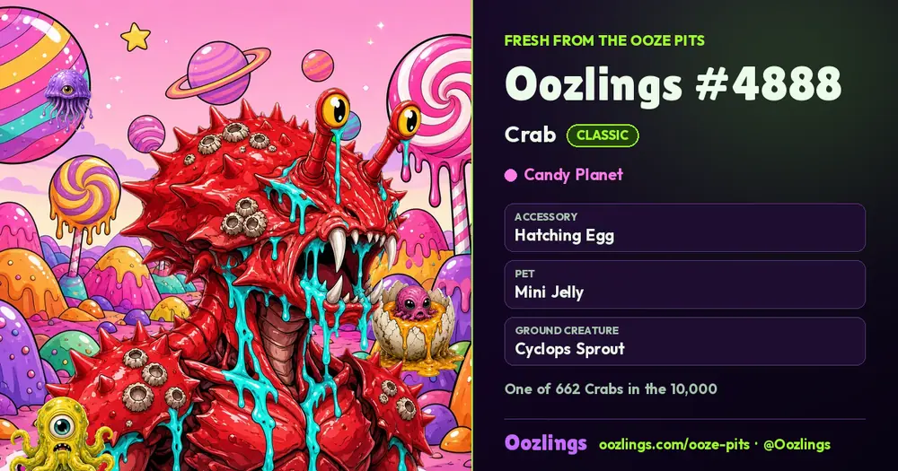 Oozlings #4888, a Classic Crab in Candy Planet