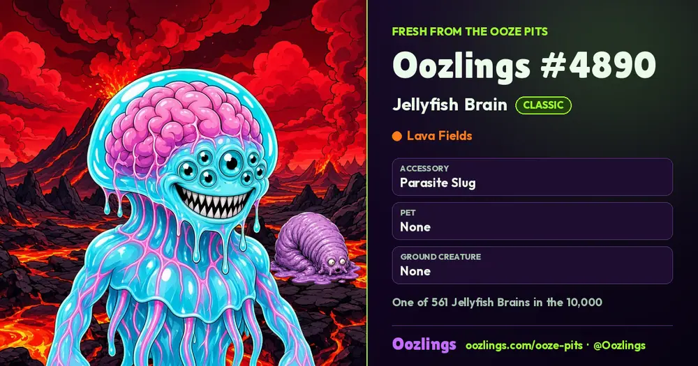 Oozlings #4890, a Classic Jellyfish Brain in Lava Fields