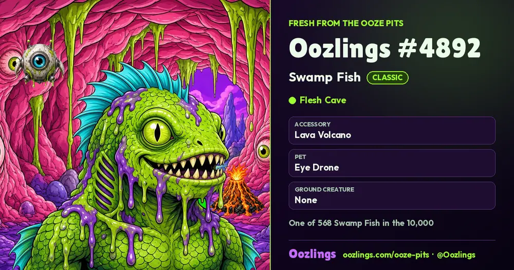 Oozlings #4892, a Classic Swamp Fish in Flesh Cave
