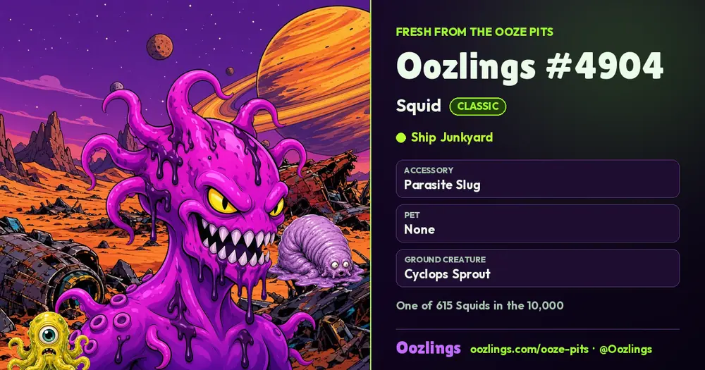 Oozlings #4904, a Classic Squid in Ship Junkyard