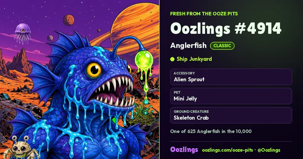 Oozlings #4914, a Classic Anglerfish in Ship Junkyard