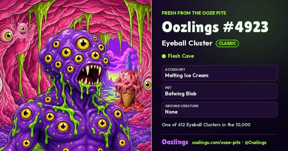 Oozlings #4923, a Classic Eyeball Cluster in Flesh Cave